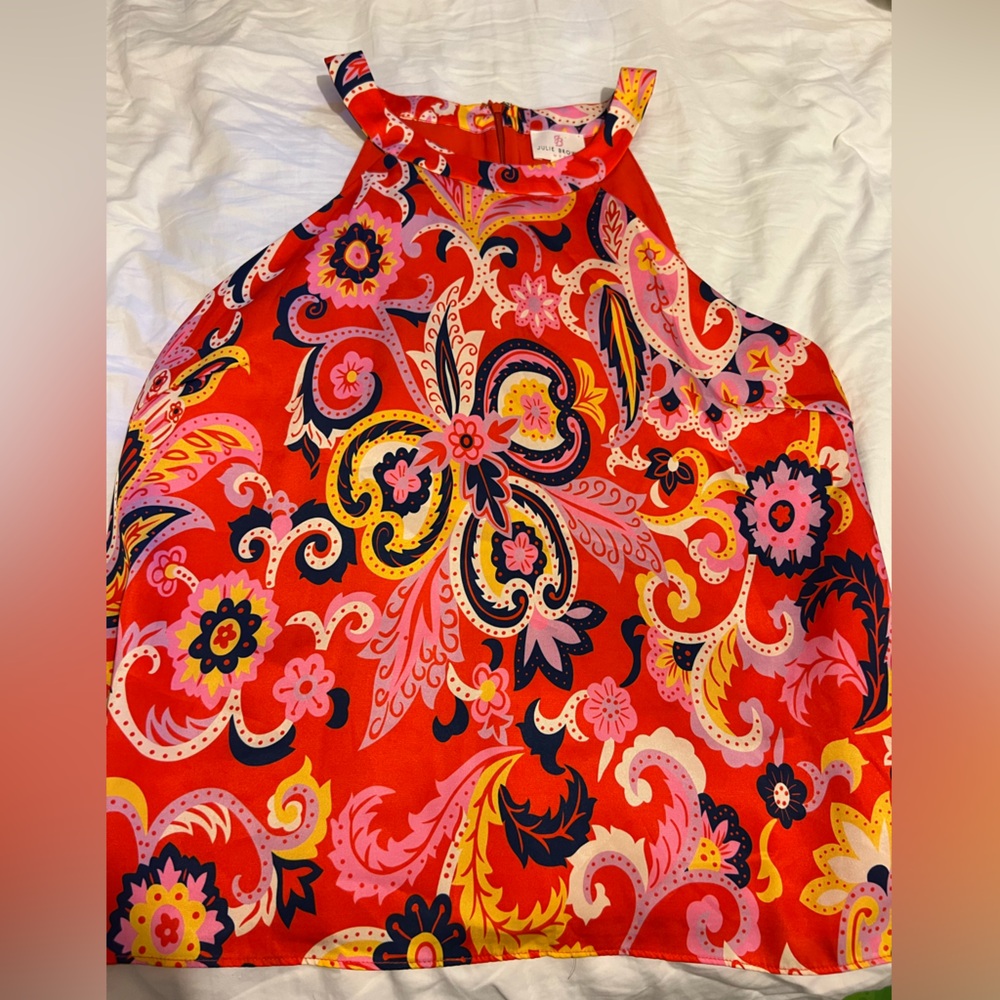 JB by Julie Brown Red and Pink Paisley Tank Top